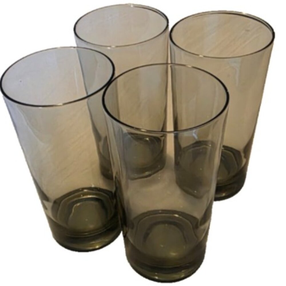 Smoke Gray Drinking Glasses Set of 4 Ombre Mid Century Modern